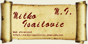 Milko Isailović vizit kartica